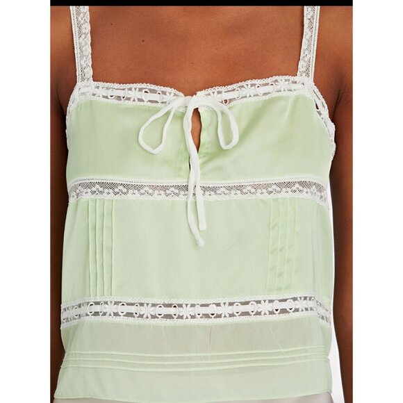LoveShackFancy Sunny Lace Trimmed Pintucked Camisole light green - Picture 6 of 9